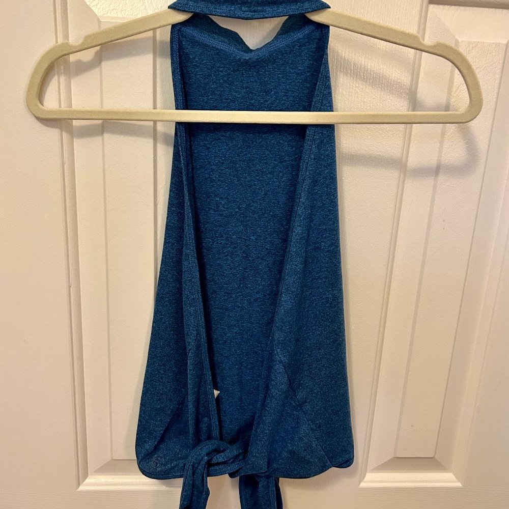 Blue, Wrap, Activewear Top